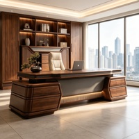 Bureau de direction en bois massif de style chinois LBZ-316X avec armoire de rangement, bureau de bureau moderne haut de gamme personnalisable de grande taille