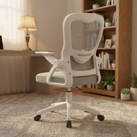 Chaise de bureau moderne ergonomique en tissu maillé réglable, chaise de gaming avec accoudoirs relevables, roulettes, confort pour dortoir et étude