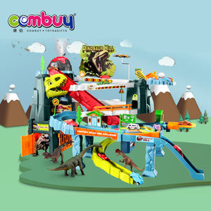 Jeu de construction de train sur viaduc urbain avec dinosaures et voies de fer à assembler - Product Image 2