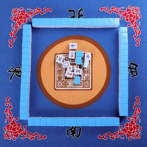 Tapis de Mahjong GUSTARIA 31,5 pouces en bambou <span class=keywords><strong>bleu</strong></span> avec sac de transport pour 3 dés, portable, antidérapant, réduction du bruit, pour cartes de poker et tuiles de jeu - Product Image 4