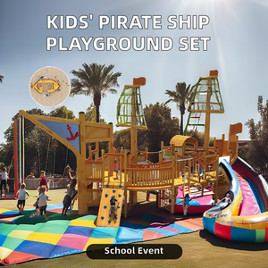 Vendita calda all'aperto attrezzature parco giochi per bambini 'legno gioco Set con altalena nave pirata per giardini e scuole scuola scuola scuola - Product Image 6