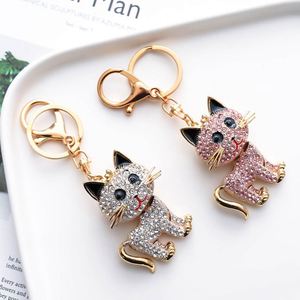 Cute Cat 3d Keychains for Bag Veautiful Metal <b>Custom</b> <b>Keychain</b> With Crystal for Girls High Quality Metal Key Chain - Product Image 1