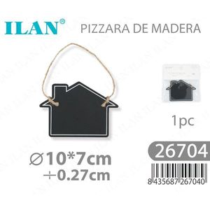 Lavagna in Legno Ilan 7x10 Cm a Forma di Casa con Corda per Appendere, per Decorazione - Product Image 1