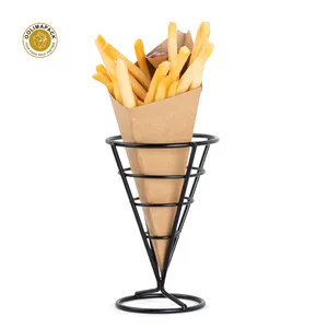 OOLIMA Disposable Potato Chip Paper Cups with Sauce Powder Coated French Fries Cone