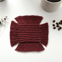 Europe du nord Macramé Tampon Bohême Nappe Tapis De Table Pur Fait À La Main 16 Cm Crochet Coaster Dentelle Tapis de Tasse À Café