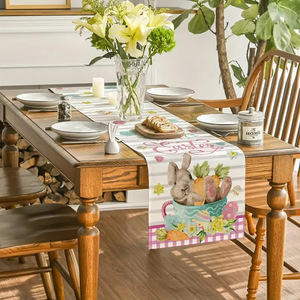 Chemin de table de Pâques DAMAI en polyester, motif lapin et carotte, décoration intérieure pour la maison et la salle à manger, 13x72 pouces - Product Image 3