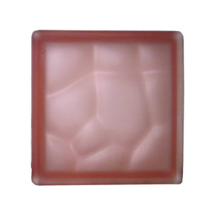 Bloc de verre ondulé rose satiné 19x19x8 cm pour accessoires d'intérieur - Product Image 2