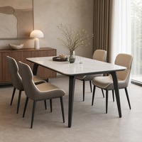 Ensemble de table à manger rectangulaire moderne en marbre avec chaises en cuir PU pour ferme, appartement, maison, hôtel, restaurant, salle à manger