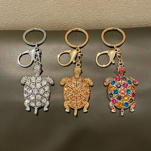 EASYA CHY-6122 Porte-monnaie porte-clés tendance en forme de tortue orné de strass colorés et de cristaux étincelants en alliage de zinc, Nouvel An - Product Image 1