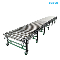 Transportador de Rodillos Ajustable, Industrial, Expandible, Portátil, de Acero, para Descarga de Paquetes y Cartones