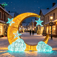 Décoration de Noël géante en 3D avec motif de lune, bonhomme de neige, cerf, Père Noël, sculpture lumineuse LED, décoration de rue, affichage commercial
