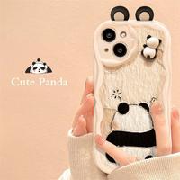 Étui de téléphone portable en Silicone de conception d'affix de poupée panda tridimensionnelle populaire pour Iphone 7 8 X Xr Xs11 12 13 14 15 16 17 Pro Max