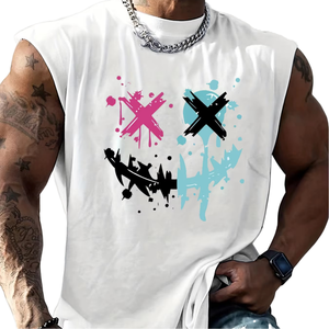 Débardeur de sport pour homme personnalisé de haute qualité, en polyester/coton, anti-boulochage, broderie machine, idéal pour la gym - Product Image 1