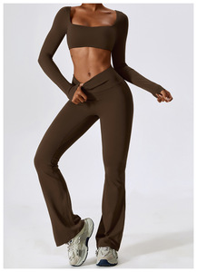 Joyoung Nieuw Ontwerp Groothandel Op Maat Hoge Kwaliteit Gerecycled Lange Mouwen <span class=keywords><strong>2</strong></span>-Delige Yoga Set Plus Size Gym Fitness Sets voor Vrouwen - Product Image 2