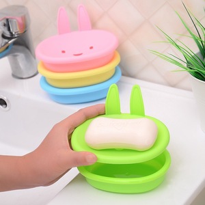 Cute Bunny <b>Soap</b> <b>Dish</b> Double Layer Draining Plastic Bathroom <b>Soap</b> <b>Holder</b> Travel Use - Product Image 3