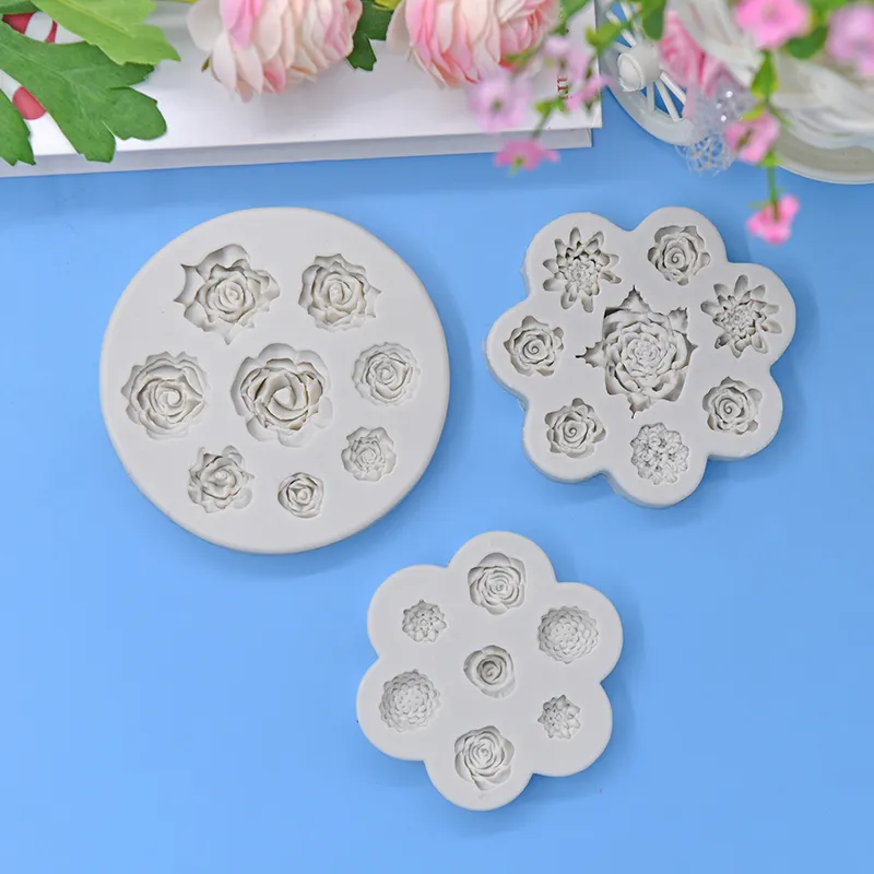 Wholesale Multi Shapes Rose Flower Cake Decorating Silicone Mold Handmade Sugar Craft Fondant Cake Silicone Moulds