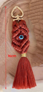 Colgante de llavero con borla Bohemia, colgante de hilo de algodón tejido a mano para decoración de coche, naturaleza muerta colorida para boda, cumpleaños - Product Image 6