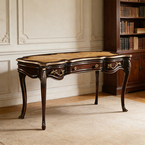 Table de <span class=keywords><strong>bureau</strong></span> exécutive vintage classique convertible, style français, en placage de bois, sculptée à la main, <span class=keywords><strong>avec</strong></span> cadre en bois de bouleau de 1,6 m - Product Image 1