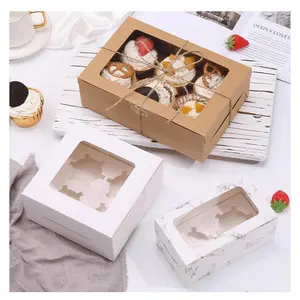 최고의 공급 업체 마카롱 상자 케이크 골판지 과자 케이크 용 창이있는 종이 포장 상자