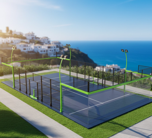 Cancha de Pádel Exterior Económica de Vidrio Templado 10x20M, Conjunto Completo Panorámico, Cancha de Tenis Pádel de Guangzhou para Villas - Product Image 1