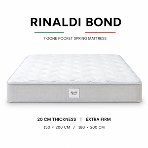 Matelas en mousse à poches indépendantes Rinaldi BOND 20 cm extra ferme et respirant, 7 zones, design moderne, 150x200 180x200 cm - Product Image 2
