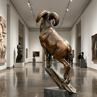 Sculpture élégante de mouton en bronze antique - Statue d'animal de ferme grandeur nature, faite à la main, moulée à la cire perdue, sculpture en bronze