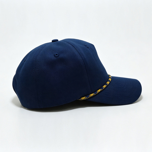 Custom <b>Navy</b> Cotton 5 Panel Rope Baseball Cap Unstructured Dad <b>Hat</b> with Decorative Front Rope Snapback Adjustable Sport <b>Hat</b> for - Product Image 5