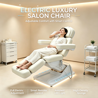Table de soin esthétique électrique de luxe chauffée à 4 moteurs, pivotante à 360°, avec pédales, pour spa et massage