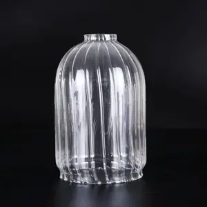 Cubierta de vela de borosilicato, diseño acanalado transparente, lámpara de vidrio, sombra Chandliers