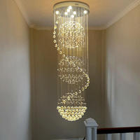 Grand Lustre Nordique Moderne pour Hôtel à Plafond Haut, Suspension de Hall, Grand Lustre d'Escalier en Cristal LED de Luxe