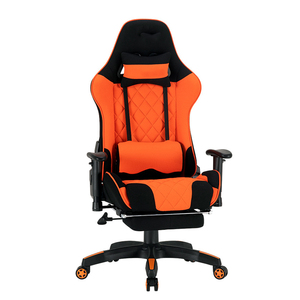 Chaise de jeu ergonomique en cuir avec repose-pieds, style racing, base en acier inoxydable, <span class=keywords><strong>coussin</strong></span> en mousse à mémoire de forme, appui-tête et <span class=keywords><strong>coussin</strong></span> <span class=keywords><strong>lombaire</strong></span> pour joueurs - Product Image 1