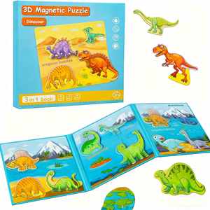Venta al por mayor, regalo para niños, libros magnéticos, actividades de aprendizaje, juguetes, juego de viaje, dinosaurio, Animal, rompecabezas magnético para niños pequeños - Product Image 1