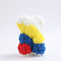 Ourson en peluche en mousse artificielles, 25cm, fausses fleurs, pour la fête des mères, pour la saint-valentin, avec boîte
