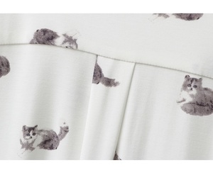 Personalizzato Private Label Cut Cat Stampato Bianco di Notte di Sonno di Usura Modale Traspirante Delle Donne 2 Pezzi <span class=keywords><strong>Pigiama</strong></span> Set <span class=keywords><strong>Pigiama</strong></span> - Product Image 3