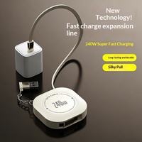 Chargeur de téléphone portable et d'ordinateur rétractable 4-en-1 Zowie ACU-171 240W, charge rapide 6A, câble USB Type-C de 1m pour imprimante, appareil photo, cadeau