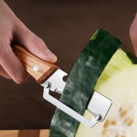 Handmatig roestvrijstalen schilmesje met houten handvat voor het schillen van fruit & groenten