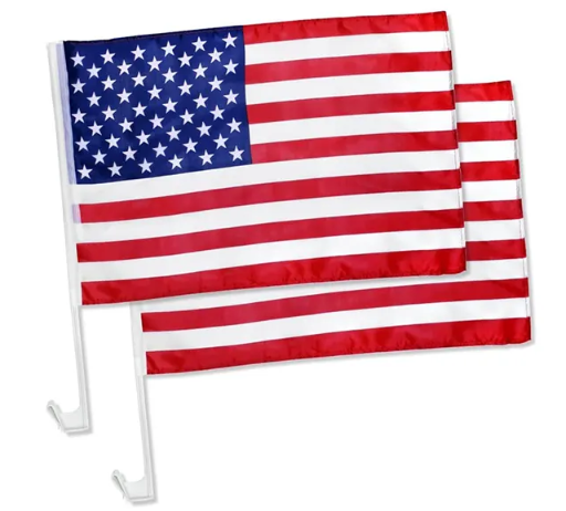 Drapeau de fenêtre de voiture extérieur en gros 100% polyester avec support drapeau de fenêtre de voiture américain Usa