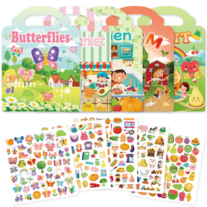 Livres d'autocollants gonflés pour enfants, autocollants 3D de dessins animés portables, livre d'activités, jouet cadeau pour filles et garçons - Product Image 1