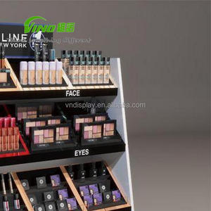 Custom Logo MDF Cosmetic <b>Floor</b> Display Stand Multi‑Tier Slant <b>Shelf</b> Makeup Display Cabinet For Lipstick Eyeshadow Retail Beauty - Product Image 2