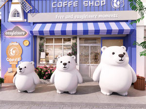 Reçine dayanıklı tombul beyaz ayı köpük heykel özelleştirilebilir boyutu için marka promosyon karikatür tarzı içecek dükkanı perakende ekran - Product Image 3