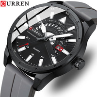 Kurren 8421 новый дизайн кварцевые часы инновационный Календарь Водонепроницаемый силиконовый ремешок зеленый 12 часов Стоп Часы Relogio Masculino