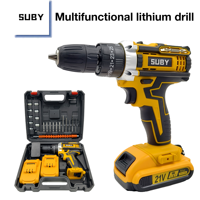 Perceuse Sans Fil SUBY 21V à Batterie Lithium, Mandrin Auto-Serrant 10mm, Visseuse Électrique Domestique Multifonction à Impact, OEM