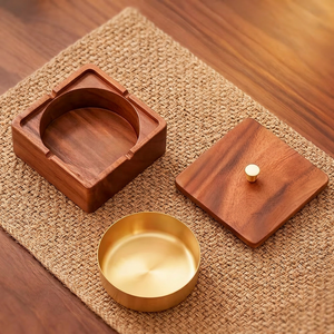 <span class=keywords><strong>Cendrier</strong></span> en bois personnalisé, <span class=keywords><strong>cendrier</strong></span> détachable avec couvercle, facile à nettoyer, accessoires pour fumeurs pour la maison - Product Image 1