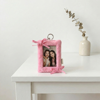 Porte-clés personnalisé en peluche mignon pour photocarte, porte-carte d'identité en forme d'animal moelleux, porte-clés Kawaii, protège-carte photo de dessin animé Kpop