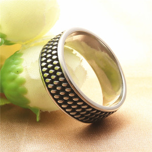 Stainless Steel <b>Ring</b> Geometric Pattern Unisex Retro Silver Gift Jewelry - Product Image 3