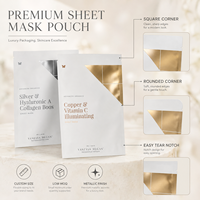 Sachets personnalisés Cailyn avec logo imprimé, en PE, thermoscellables, finition mate, pour masques faciaux, emballage de feuilles de masques, taille et couleur personnalisées