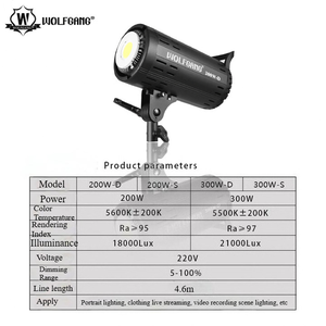 Per WOLFGANG 200W-D monocromatico temperatura professionale LED luce costante fotografia lampada illuminazione Video per interni - Product Image 3
