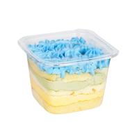 Boîte d'emballage de dessert en mousse transparente jetable pour animaux de compagnie en gros, gobelets à dessert en plastique carrés avec couvercle