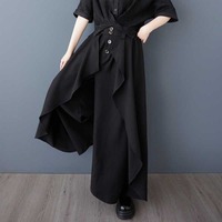 Nouvelle Collection 2026 – Jupe-culotte asymétrique drapée style Yamamoto pour femme, coupe large, avec boucle de ceinture et bouton, longueur cheville