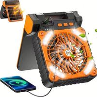 Ventilateur solaire de camping en plein air 5200mah avec chargeur de téléphone de bureau pliable lampadaire batterie externe charge solaire à quatre vitesses pour le camping